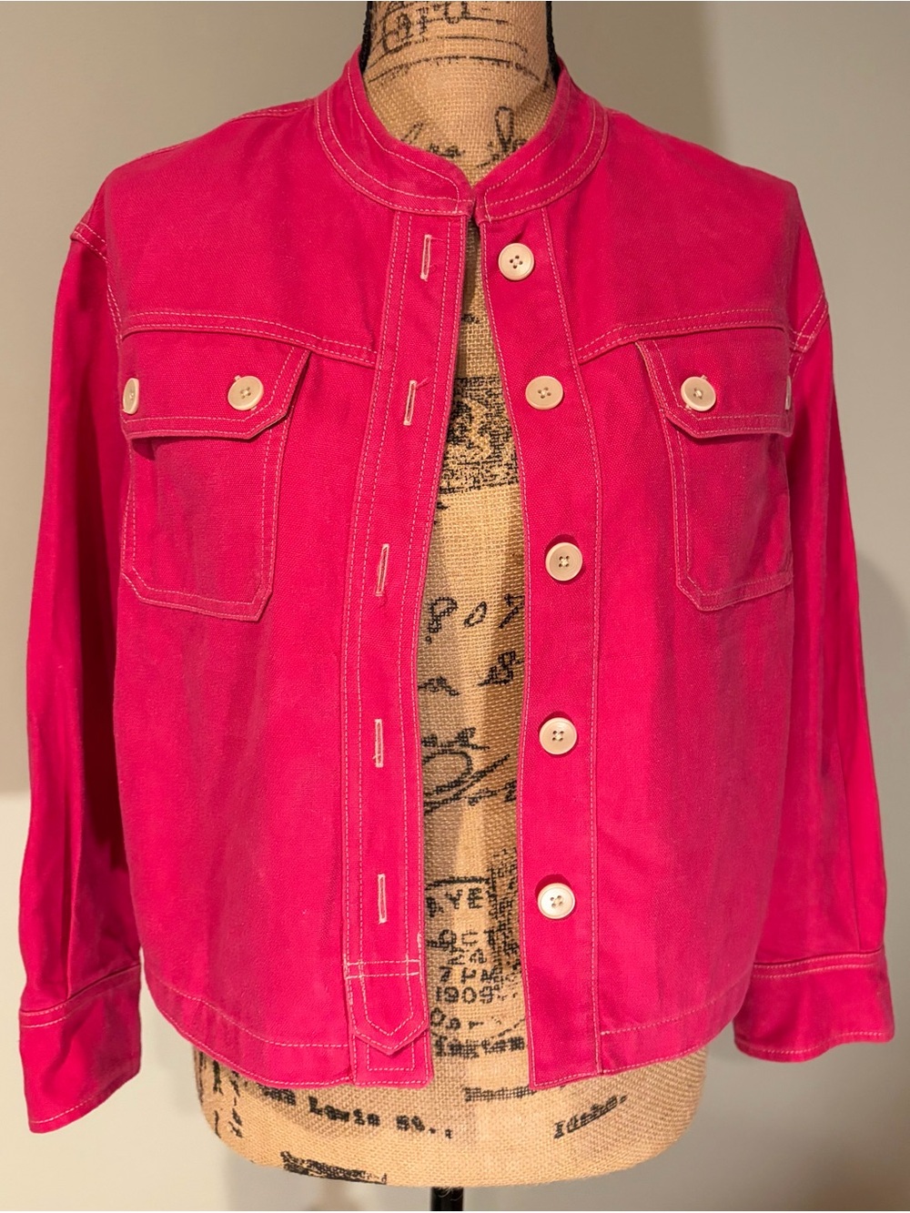 Banana Republic The Shirt Jacket Fuchsia Passion Pink Hemp Blend Petite XXS